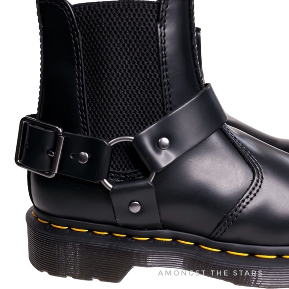 Dr. Martens Wincox Polished Smooth Leather Harness Buckle Black Chelsea Boots - Picture 13 of 16